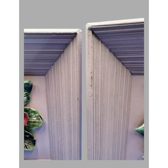 VTG Set/ 2 Porcelain Pink Rose Bouquet 3D Art Shadow Box Wood Framed - Rare Find - Picture 4 of 15